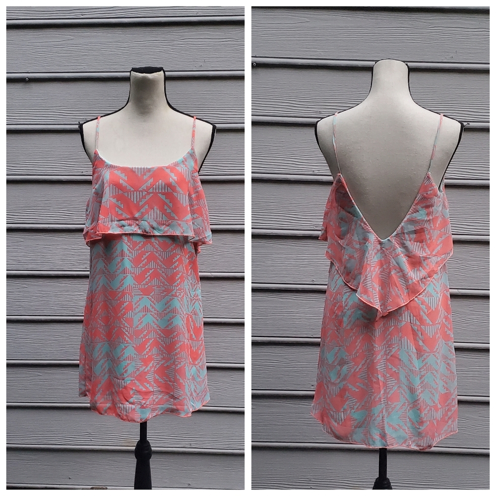 Charlotte Russe Spaghetti Strap Deep Back Print Dress